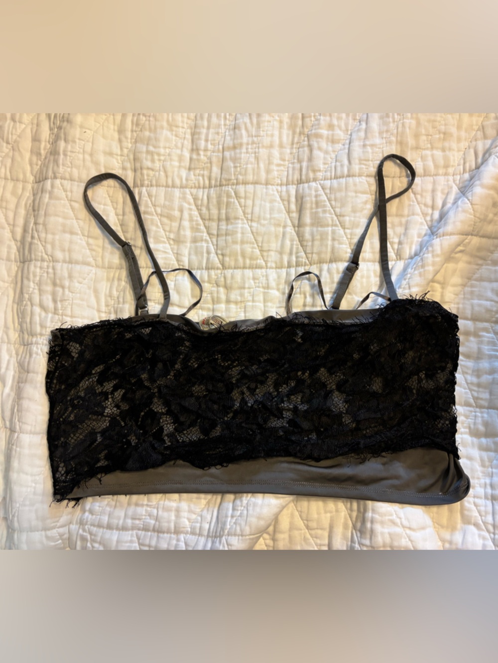 Free People Black Lace Bandeau Bralette with Adjustable Straps